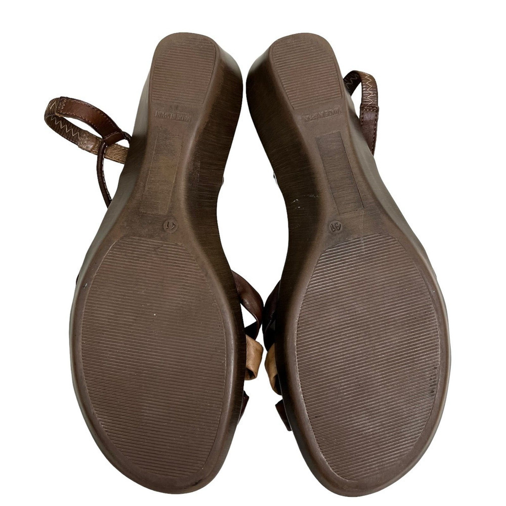 Paula Urban Sandal Brown Leather Strappy Slingback Low Wedge‎ Women Size EUR 41 - Picture 8 of 8